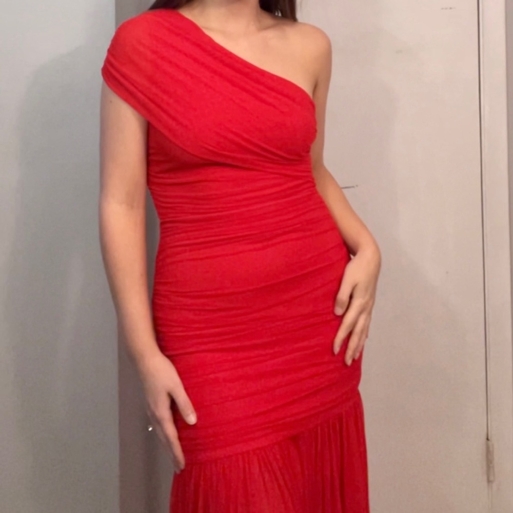 Amazon Vibrant Red One-Shoulder Dress